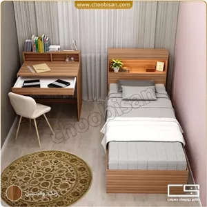 تخت خواب یک نفره همراه با میز تحریر F50012 مبلمان دیرا مدل 12120334