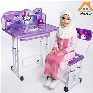 میز و صندلی کودک مدل دخترانه کرومی قابل تنظیم ارتفاع صادراتی مبلمان دیرا مدل 12120430