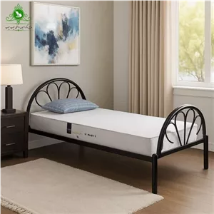 تخت خواب یک نفره فلزی فرفوژه مدل طاووسی بدون تشک مبلمان دیرا مدل 12100100