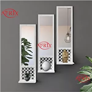 استند دیواری آینه ای آتریکس مدل H40 رنگ سفید بسته 3 عددی مبلمان دیرا مدل 12139284
