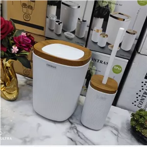 سطل و برس سرویس بهداشتی طرح روما خطی رنگ بسیار پرفروش محبوب و پرطرفدار سفید چوب برند کنتراست نو آکبند با ارسال سریع مبلمان دیرا مدل 12152320