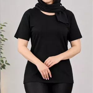 تیشرت مشکی زنانه جنس کبریتی سایزپلاس کد199