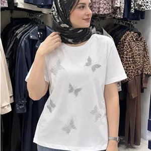 تیشرت سفید زنانه نگین دار کد200