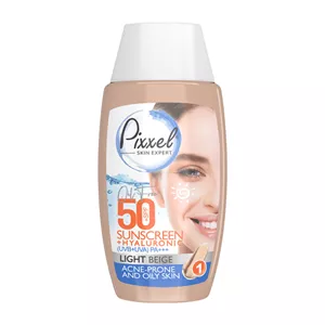 کرم ضد آفتاب بژ روشن پیکسل مناسب پوست چرپ و جوشدار SPF50