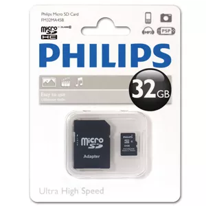 کارت حافظه‌ microSDHC فیلیپس مدل FM32MA45B کلاس 10 استاندارد U1 ظرفیت 32 گیگابایت به همراه آداپتور SD