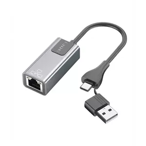کارت شبکه اکسترنال مبدل USB-A USB-C به LAN ارلدام مدل NC4 RJ45