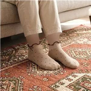 جوراب زنانه پاپیون نسکافه ای پنبه ای سایز 36 تا 40