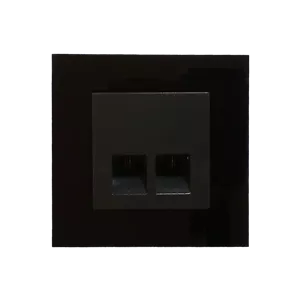 سوکت تلفن دوقلو مدل آسا پلکسی مشکی (مکانیزم+قاب)