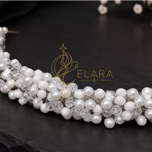 ریسه مو مرواریدی دست‌ساز با طول ۲۲ و عرض ۲.۵ سانتی‌متر R123الارا