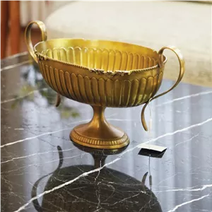 کشکول پایه دار کنگره برنجی هندی وارداتی کد 7925