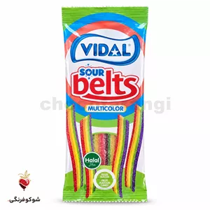 پاستیل نواری ترش رنگین‌کمانی ویدال ۹۰ گرمی