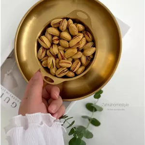 کاسه دو دسته استیل طلایی آجیل