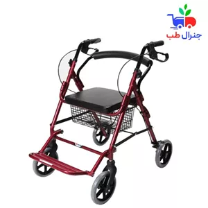 واکر چهار چرخ ترمزدار با صندلی نشیمن – راحت و مقاوم برای بیماران و سالمندان