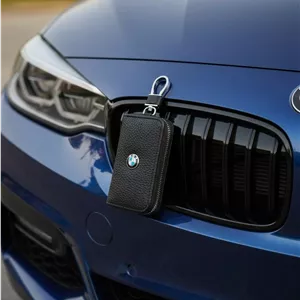 کاور ریموت زیپی وارداتی خودرو بی ام و  BMW جنس چرمی رنگ مشکی  