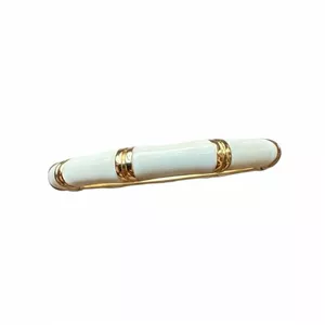 بنگل و النگوی زنانه وارداتی مدل فنری طرح بامبو رنگ سفید طلایی white gold