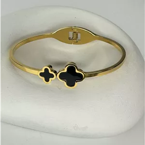 بنگل و النگوی فنری زنانه وارداتی طرح ون کلیف van cleef رنگ طلایی مشکی