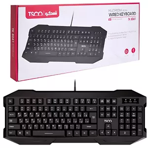 کیبورد باسیم تسکو مدل TK 8041،دارای حروف حک شده فارسی، سوییچ ممبران، فول سایز